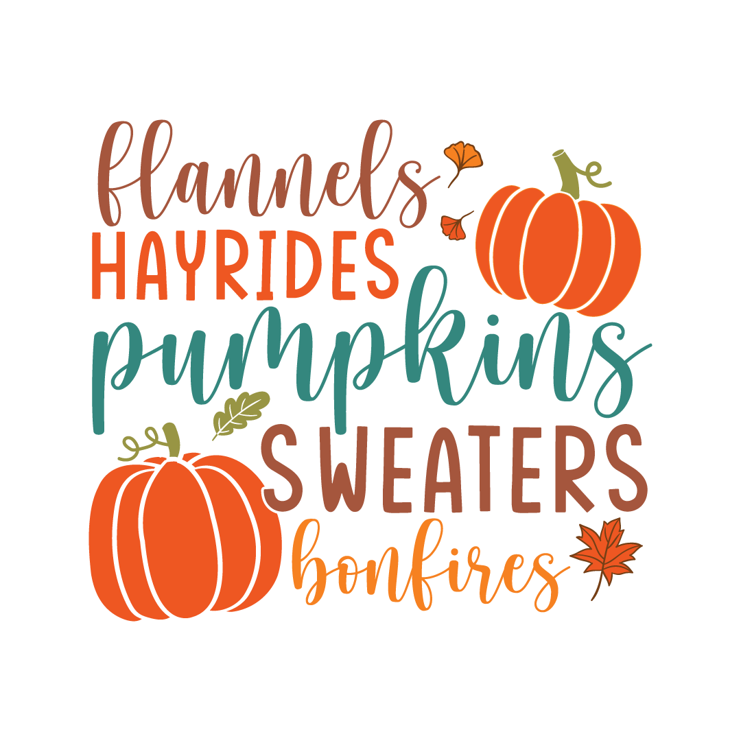 FALL PRINT 24 - Flannels hayrides pumpkins sweaters bonfires