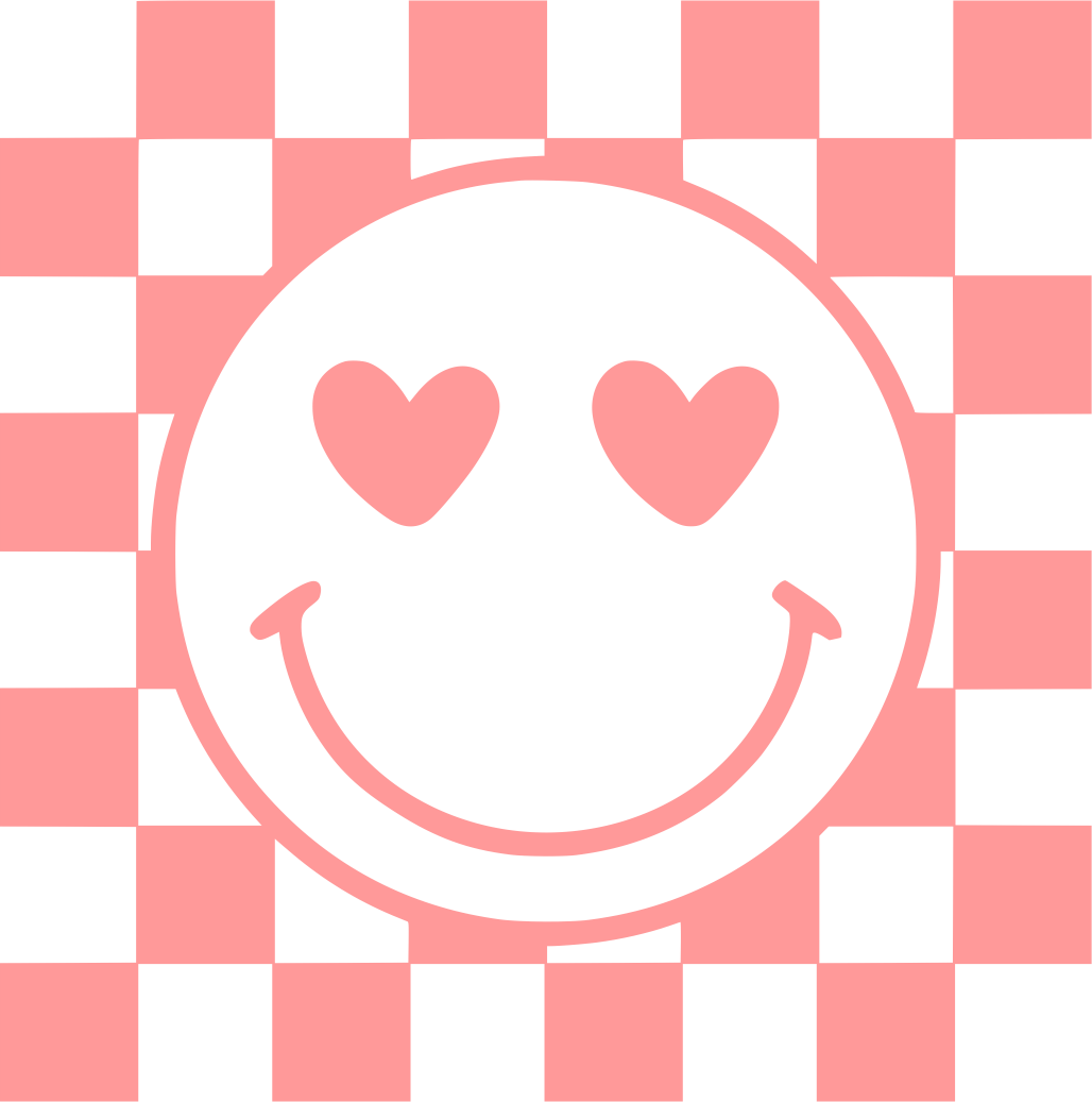 VALENTINE'S DAY PRINT 56 - Checkers Smiley - Pink