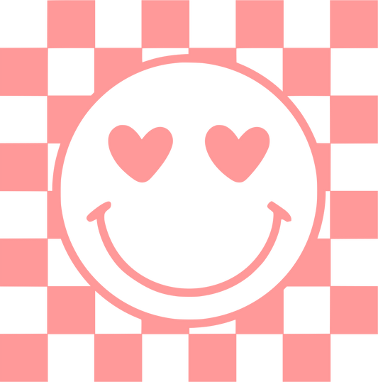 VALENTINE'S DAY PRINT 56 - Checkers Smiley - Pink
