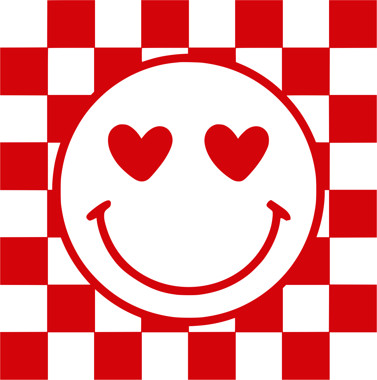 VALENTINE'S DAY PRINT 57 - Checkers Smiley - Red