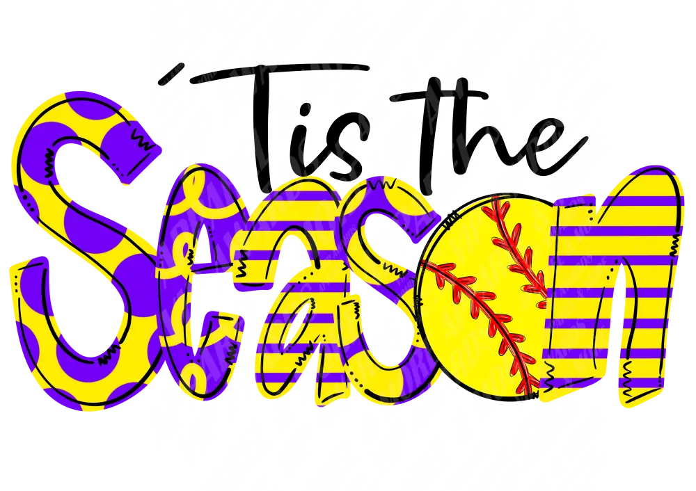 Softball Print 10 -Tis The Season Purple Yellow Sb