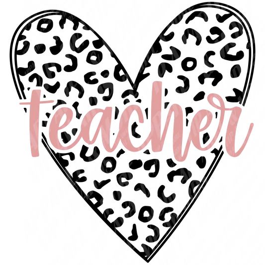 Teacher Print 8 - Teacher Leopard Print Heart